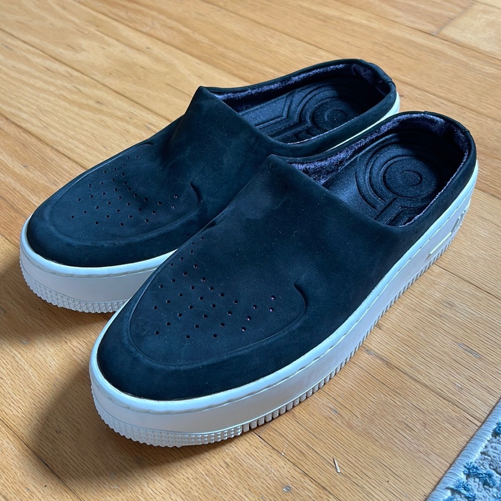Nike Air Force 1 Lover XX slip on mule, size 7, black suede,brand new no tags